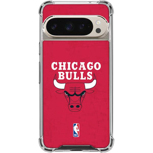 NBA Chicago Bulls Red Distressed Google Pixel 9 Pro XL Clear Case
